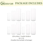 Glasseam Glass Cylinder Candle Holder: Set of 12 Hurricane Candle Holders for Pillar Candles Glass Candle Holder Hurricane Vase Clear Vases for Centerpieces Floating Candle Vases for Flowers Decor