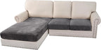 H.VERSAILTEX Velvet Stretch Sectional Couch Covers 3 Pieces Sofa Seat Cushion Covers L Shape Separate Cushion Couch Cover for Both Left/Right Sectional Couch (Large Sofa 2 Seater + 1 Chaise, Grey)