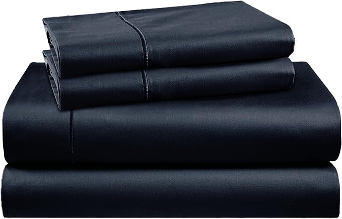 Tencel Sheets 4 Piece Cal King - 100% Eucalyptus Lyocell California King Sheet Sets - Soft, Cooling & Breathable for Hot Sleepers - 16” Deep Pockets Hotel Quality Bedding Set - Black