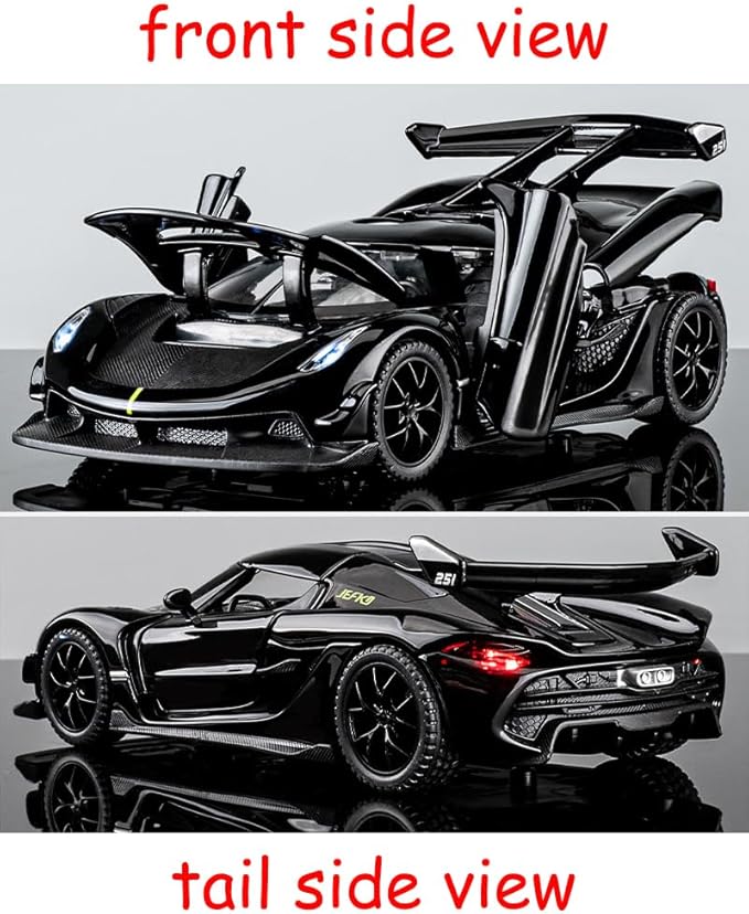 Toy Cars Model Jesko Black Alloy Collectibles Die-cast Vehicles with Sound and Light