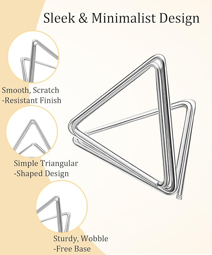 36 Pcs Triangle Table Number Holders - Rust-Resistant Metal Place Card Stands for Weddings, Office & Home Decor(Silver)