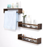 AZSKY Nursery Book Shelves 24 in Set of 3 Walnut Floating Bookshelf for Kids Room Wall Mounted Floating Shelves Solid Nursery Bookshelf Perfect Decor for Kitchen Bedroom Living Room