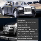 Alloy Collectible Rolls-Royce Phantom Model Toy Car, 1/32 Scale Diecast Car Model Pull Back Vehicles Phantom Toy with Sound & Light, Car Logo Can be Folded