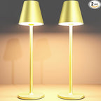 2Pack LED CordlessTable Lamp,4000mAh Rechargeable Battery Desk lamp,3 Level Brightness Night Light, Simple Design, for Couple Dinner/Coffee Table/Restaurant/Bedroom(Champagne Gold 2Pack)