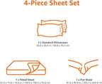 Amazon Basics 4 Piece Bed Sheet Set, 100% Cotton Jersey, Includes Super Soft, Flat and Fitted Sheets, Pillowcase, Full, White, Solid