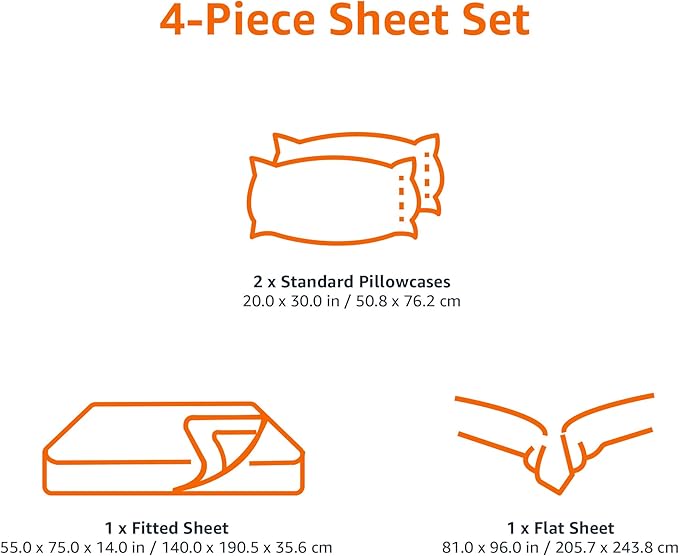 Amazon Basics 4 Piece Bed Sheet Set, 100% Cotton Jersey, Includes Super Soft, Flat and Fitted Sheets, Pillowcase, Full, Blush, Solid