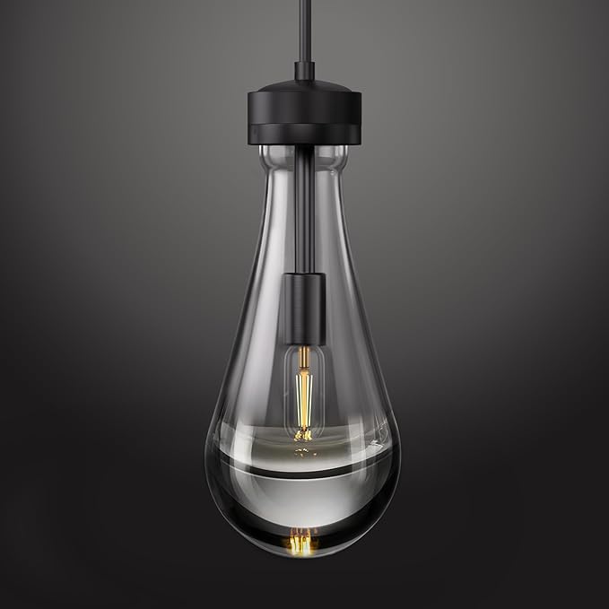 Espird Raindrop Pendant Lights - Matte Black Pendant Lights Kitchen Island, Teardrop Island Pendant Light for Kitchen Modern Chandelier for Bedroom Bathroom Living Room