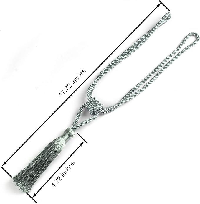 Fenghuangwu Curtain Tiebacks Tassel Tie-Backs, Rope Curtain tie Backs Handmade Curtain Holdbacks Made from Polyester (Light Blue, 2p)