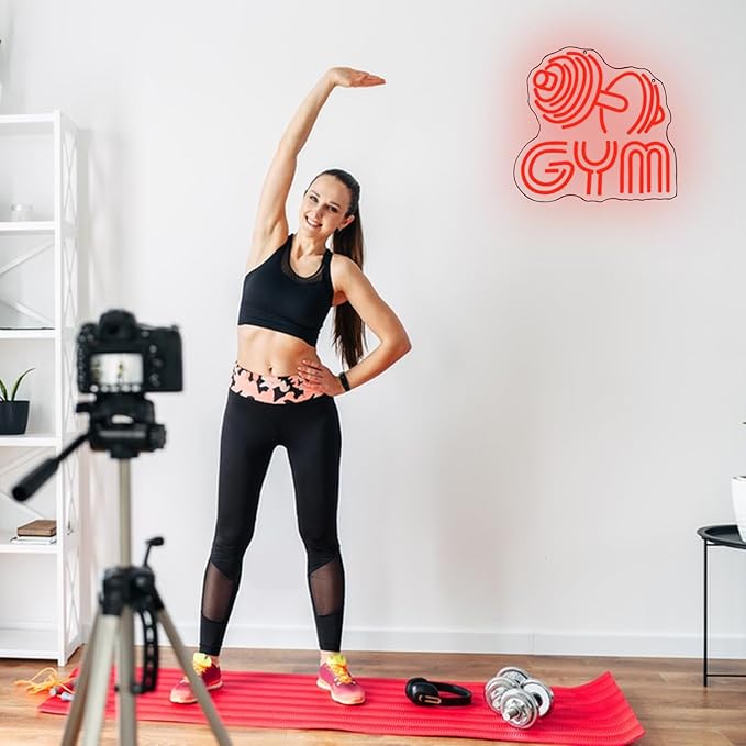 Dumbbell Neon Sign Barbell Gym Neon Signs Gym Letter Neon Light Gym Red Barbell Neon Light Sign for Sports Room, Decor Club,Party Bar,Fitness Club Decoration(Red)