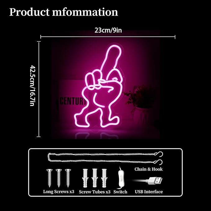 Finger Neon Sign Led Neon Lights Neon Signs for Wall Decor Light Up Sign for Birthday Party Club Gift