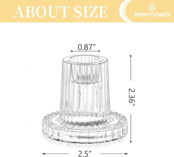 Romadedi Glass Candle Holder for Candlestick - 20Pcs Clear Tapered Bulk Wedding Decor Table Centerpiece for Candle Sticks Christmas Party Living Room Dinner Advent Decoration