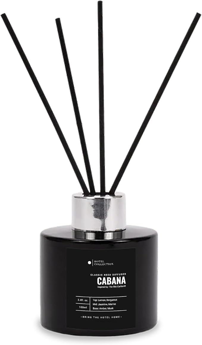 Cabana Reed Diffuser Set, Luxury Hotel Inspired Home Diffuser with Hints of Marine, Bergamot, and Jasmine, Lasting 4 Month Longevity, 100mL