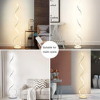 Spiral LED Floor Lamp, 40W Dimmable Floor Lamps for Living Room with Remote Control, Stepless Adjustable Colors & Brightness Standing Lamp Reading Corner Floor Lamp for Bedroom, Office -White