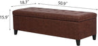 Joveco 51 Inch Storage Ottoman Bench,Tufted Leather Storage Bench for Bedroom (51”,Brown)
