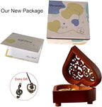 Pursuestar HowlMoving Castle-Merry Go Round of Life Music Box, Heart Shaped Vintage Hollow Out Wood Mechanism Wind Up Musical Box Gifts for Birthday Wedding Valentine's Day