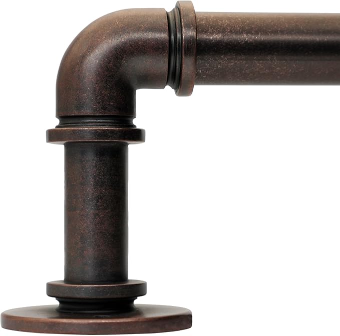 Bronze Curtain Rods 18 to 120 Inch, Industrial Curtain Rods,Adjustable Length,1 in Diameter Pipe,Wall or Ceiling Mounted,for Bedroom and Living Room(Antique Red Bronze 18” to 120”)