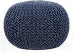 FRELISH DECOR Round Pouf Ottoman Hand Knitted 100% Cotton Pouf Foot Stool - Knitted Bean Bag - Floor Chair for Living Room Bedroom - Foot Rest for Couch (20 Diameter x 14 Height) - Dark Grey