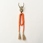 OMISHE 59in Wood Bead Garland with Tassels, Decorative Beads, Farmhouse Wooden Beads Garland for Wall Hanging Home Festival Decor, Orange