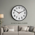 AKCISOT 16 Inch Wall Clock Large Silent Non-Ticking Wall Clocks Battery Operated - Analog Classic Clock Decorative for Living Room, Office, Home, School(Black)