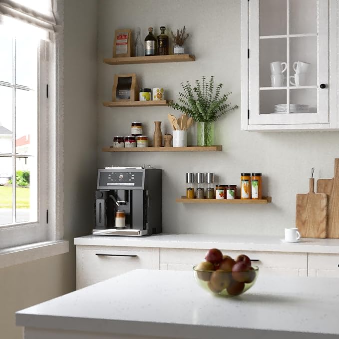 23.6 Inches Long Floating Shelves Wall Mounted, 2 Set Modern Wall Shelf for Bedroom, Nursery Book Shelf with Lip, Picture Ledge Shelf for Wall Decor Living Room Bathroom Kitchen- Oak