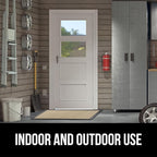 GORILLA GRIP 100% Waterproof All-Season WeatherMax Doormat US Designed Natural Rubber, Stain and Fade Resistant, Low Profile Indoor Outdoor Door Mats, Easy Clean Patio Mat, 17x29, Taupe Grid