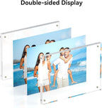 5x7 Acrylic Picture Frames, 20mm Thick Clear Frameless Magnetic Photo Frames, Double Sided Transparent Square Frame Gift for Tabletop Display(3 Pack)