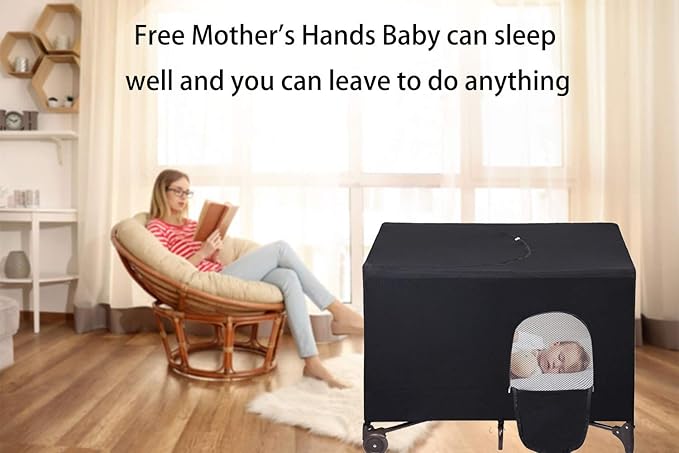 Crib Blackout Cover for Pack N Play - Travel Crib Cover, Breathable Baby Netting Cover/Tent for Indoor or Outdoor Portable Stretchy Blackout Tent, Net Curtains