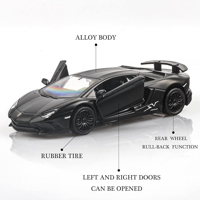 1/36 Scale LP750-4 SV Diecast Car Models,Pull Back Vehicles Toy Cars,Cars Gifts for Boys Girls (Matte)