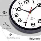 Atomic Wall Clock 12 Inch, Modern Clock Battery Operated Classic Analog Decorative for Kitchen, Living Room, Office, Bedroom, Bathroom (Black)