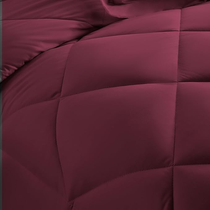 CozyLux Queen Comforter Set Burgundy - Bed in a Bag Queen Size 7 Pieces, Luxury Soft Bed Set for All Seasons, Bedding Set with Down Alternative Comforter, Sheets, Pillowcases & Shams, Red