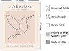 Poster Master Vintage Poster - Retro One Line Hummingbird Drawing Print - Bird Line Art - Minimal Gift for Him, Her, Animal Lover - Abstract Decor for Home, Office, 24x32 Unframed Wall Art