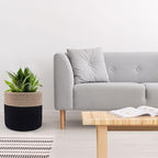 Woven Cotton Rope Plant Basket for 6" Flower Pot Floor Indoor Planters Flower Pot,Home Decor Storage Organizer H6 3/4" x W6 1/2" Black&Brown