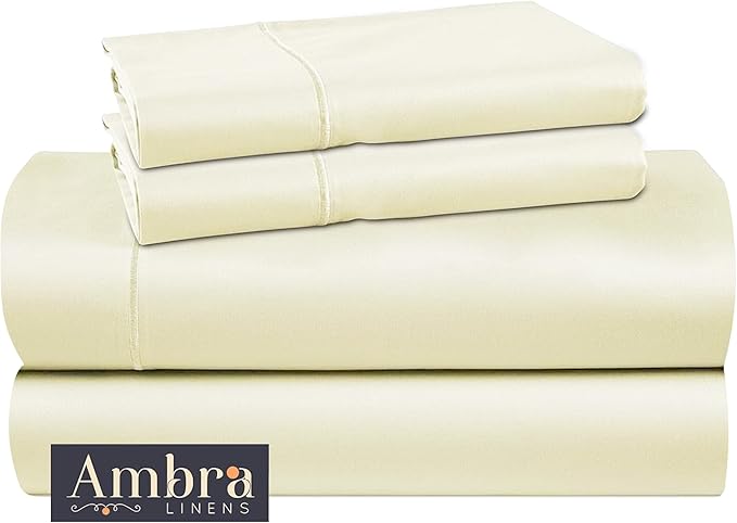 Tencel Sheets 4 Piece Full XL Size - 100% Eucalyptus Lyocell Full XL Sheets Set - Soft, Cooling & Breathable for Hot Sleepers - 16” Deep Pockets Hotel Quality Bedding Set - Ivory