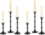 NUPTIO Candle Stick Holders for Halloween: Set of 6 Matte Black Taper Candlestick Holders - Bulk Antique Tall Candleholder for Fall Thanksgiving Christmas Kwanzaa Shabbat Table Fireplace Decor