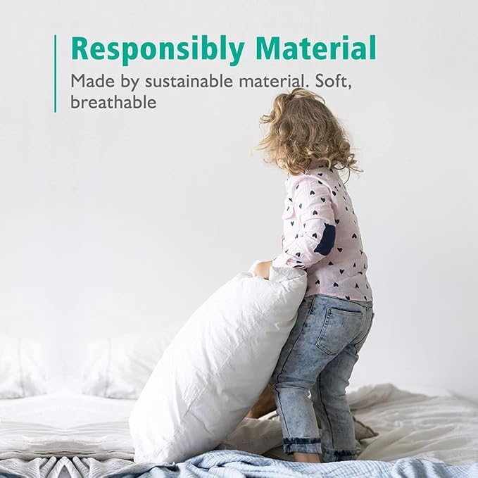 APSMILE Organic Feather Down Pillows Set of 2, Queen Size Bed Pillows for Sleeping with 100% Cotton Cover, 3-Chamber Hybrid Feather Down Core Pillow Surrounded by Polyester, 20x30 Inches