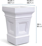 Step2 Atherton Square Planter, Large Planters for Outdoor Plants, Gardening and Flower Pot for Patio or Porch, Efficient Drainage, Durable Plastic, Classic White