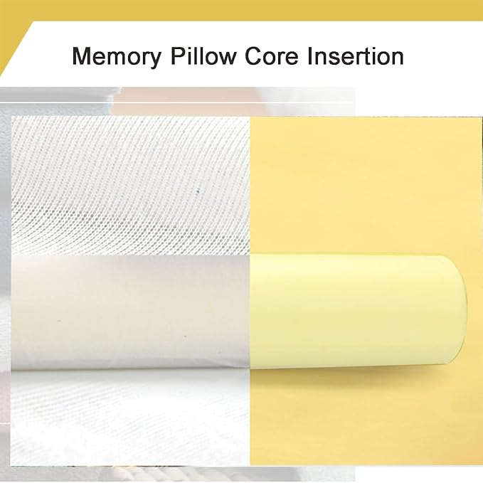 Cylinder Round Memory Foam Support Pillows 17.8X6 Cervical Neck Roll Pillow with Pillowcase Soft, Comfortable and Breathable for Sleeping, Chair, Car, Sofa，Travel Yellow