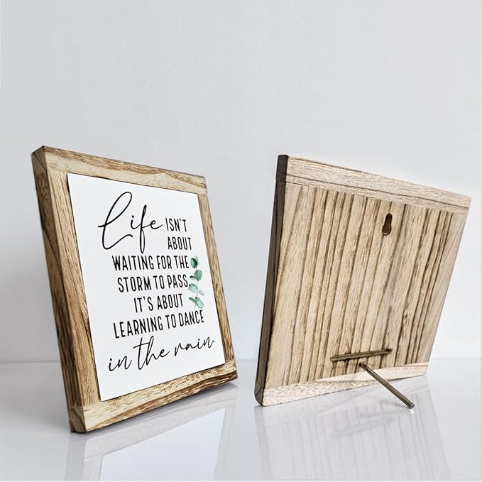 Inspirational Decor Sign, Wooden Plaques Sign Table Decor, Farmhouse Desk Signs, Rustic Home Decorate, Housewarming Decorate, Encouragement Gift, Life isn't About Waiting for the Storm to Pass Signs