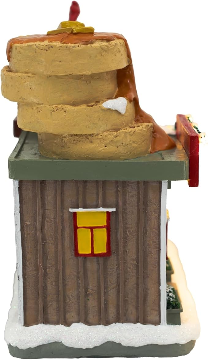 Chicken and Waffles Restaurant Themed LED Lights Animated Christmas Village with Motion and Sound 10" x 6" x 10"