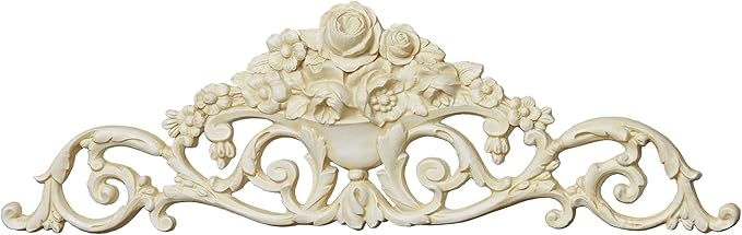 Touch of Class Giovana Ivory Acanthus Leaves and Roses Wall Topper - Picture Enhancements - Wall Decor Hanging for Bedroom, Bathroom, Dining Room, Living Room, Office