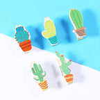 BESTOYARD 50pcs Cactus Wooden Pegs Photo Clips for Crafts Memo Holder and Home Decoration