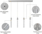 Kitchen Island Lighting Modern Light Fixture Chrome Pendant Light Dimmable LED Chrome Finish Mini Crystal Pendant Lights for Dining Room Living Room（4-Light）