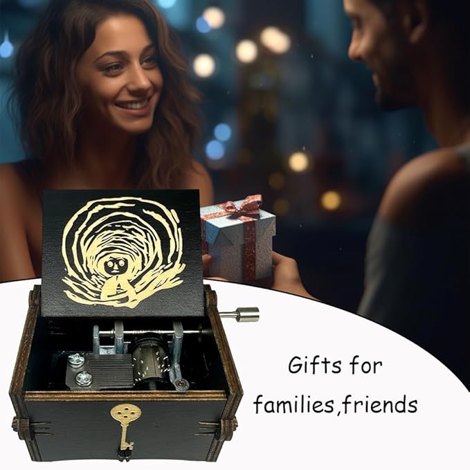 Youtang Music Box Engraved Wooden Gifts Mini Musical Box Play Dreaming for Birthday/Anniversary/Valentine's Day/Christmas (Hand Crank, Black)