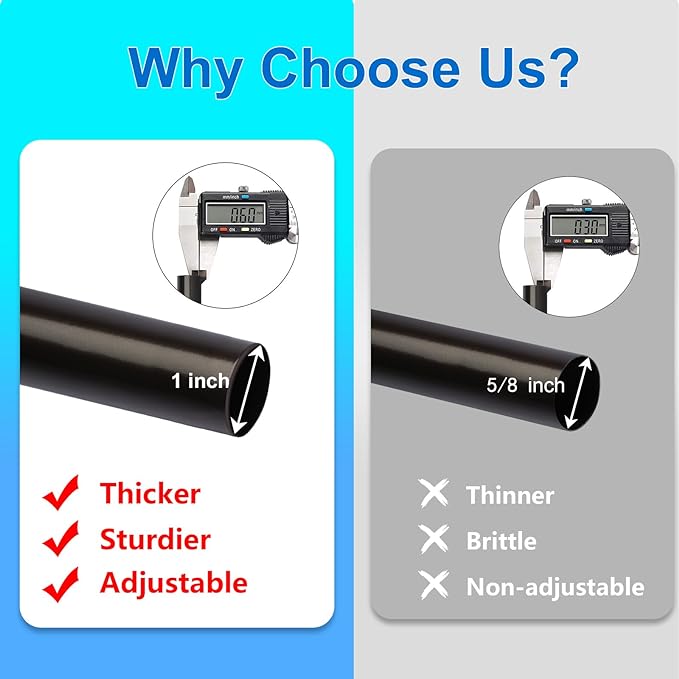 Curtain Rods for Windows 16 to 48 or 60 Inches Max Adjustable Length 1 Inch Diameter Window Curtain Rod with Aluminium End Cap, Antique Bronze