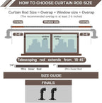 Black Curtain Rods 18 to 45 Inch, Industrial Curtain Rods,Adjustable Length,1 in Diameter Pipe,Wall or Ceiling Mounted,for Bedroom and Living Room(Black 18” to 45”)