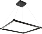 WELAKl Black Modern Square Chandelier, Square Ceiling Light Fixture, Contemporary Chandelier Pendant Light for Kitchen lsland, Dining Room, Bedroom