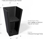 La Jolíe Muse Tall Planters 20 Inch, Flower Pot Pack 2, Patio Deck Indoor Outdoor Garden Tree Planters (Black)