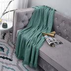 Simple&Opulence 100% Cotton Throw Blanket for Bed, Couch, Boho Luxury Geometric Knit Woven Blanket with Tassels Soft Lightweight Cozy Breathable, Vintage Farmhouse Decoration for All-Season(Green)