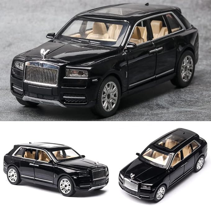 EROCK 1/24 Rolls-Royce Cullinan Model Car, Alloy Die Casting Collectible Pull Back Toy Car with Sound and Light for Kids Boy Girl Birthday Gift
