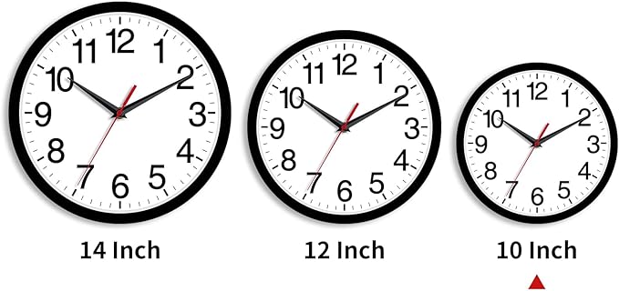 Wall Clock Modern 10 Inch Black Battery Operated Silent Non Ticking Analog for Living Room Office Home Bedroom Kitchen Bathroom